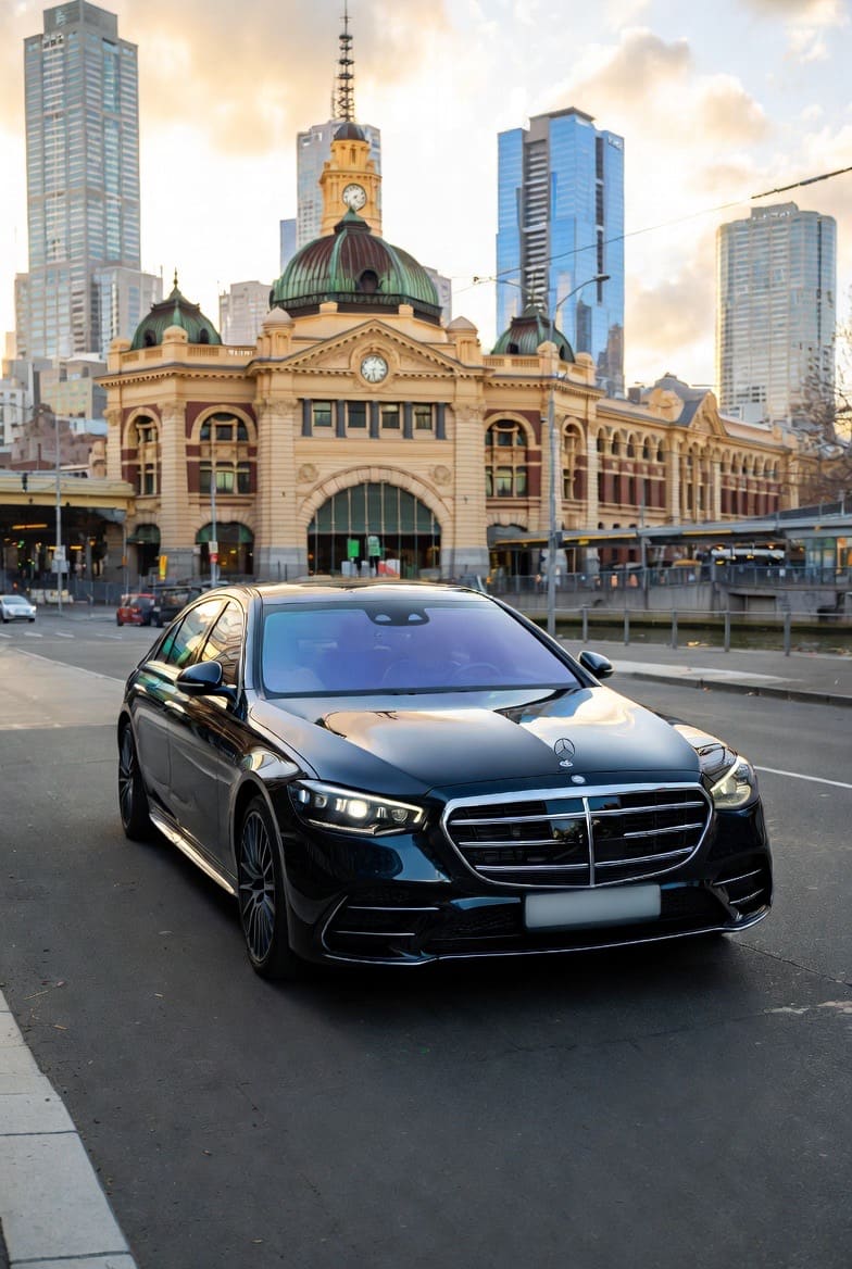 Mercedes-Benz S450 at Flinders Street Station