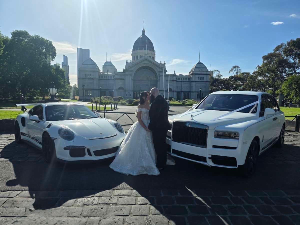 Rolls-Royce Cullinan and Porsche 911, wedding at the Royal Exhibition Building