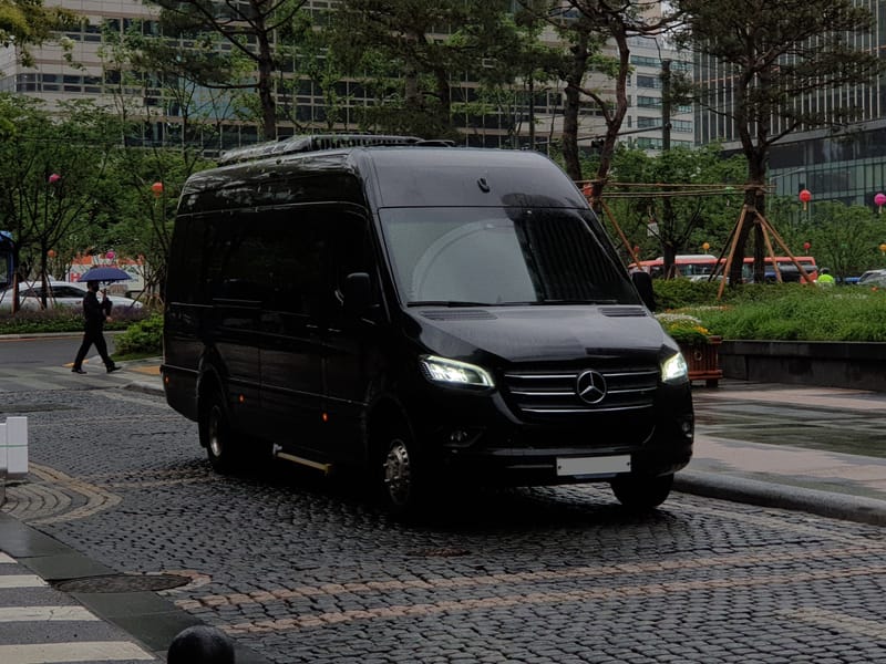 Black Mercedes-Benz Sprinter Minibus, 14 seater, Melbourne